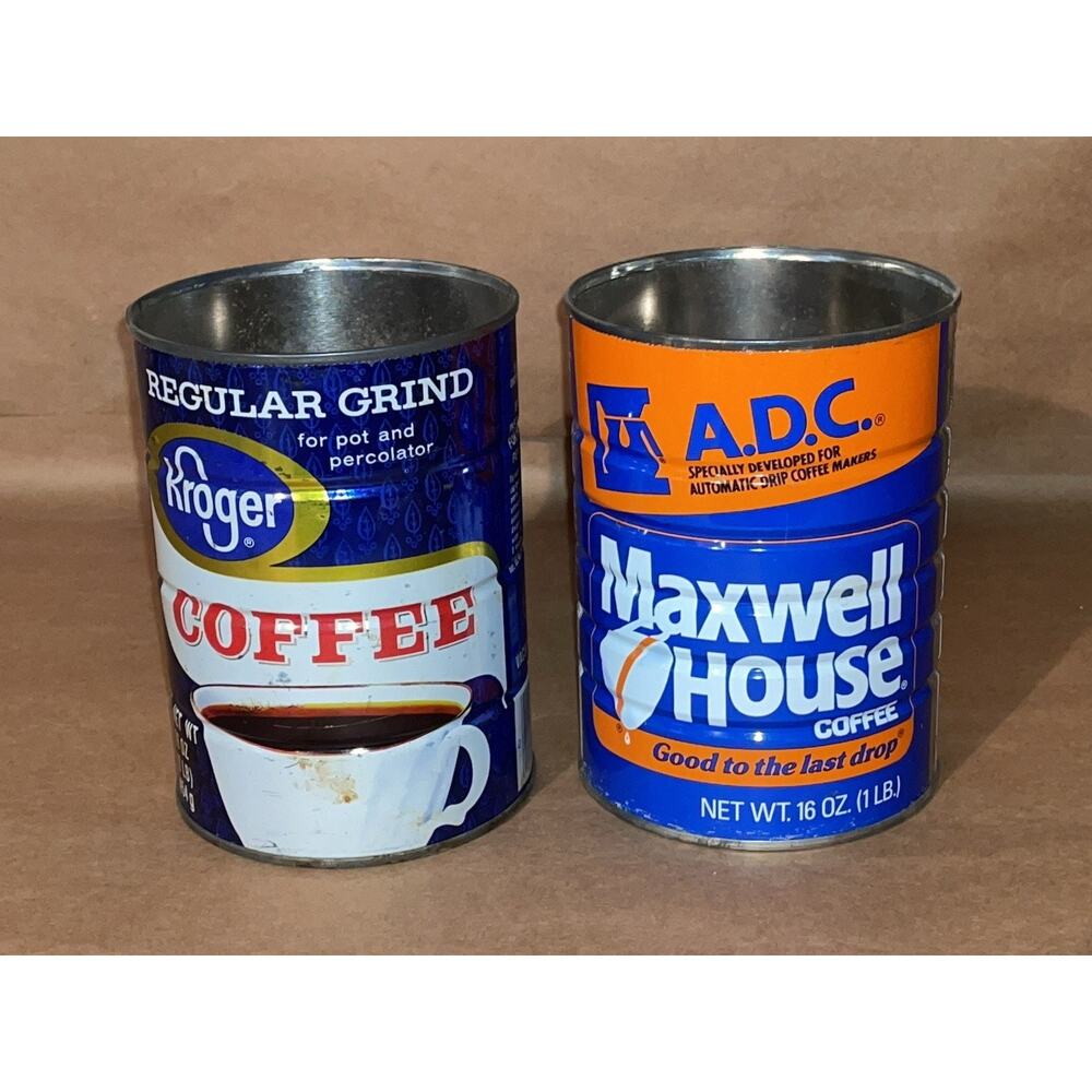 Vintage Rare ADC Maxwell House Coffee & Kroger Tin Can Cans